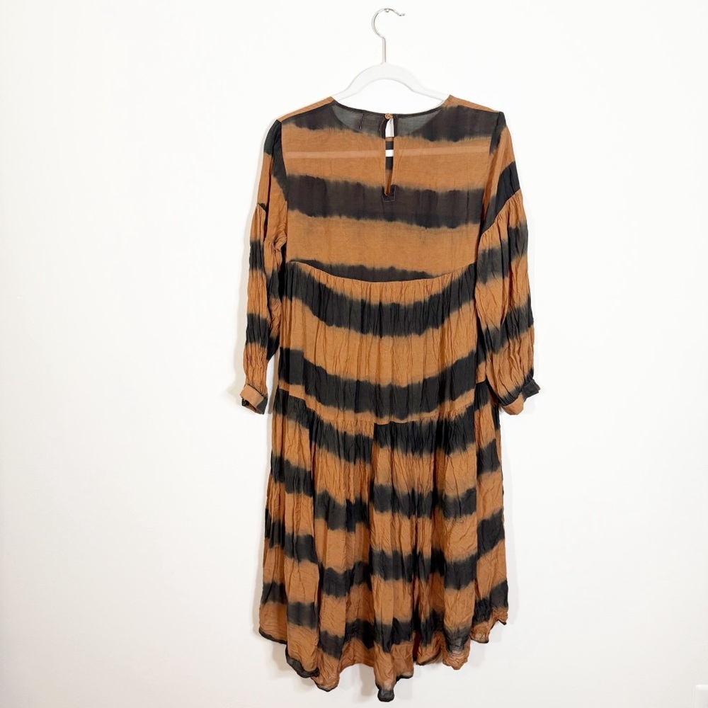 Norblack Norwhite Neuphrates Midi Dress Small Brown Black Striped - Picture 4 of 7